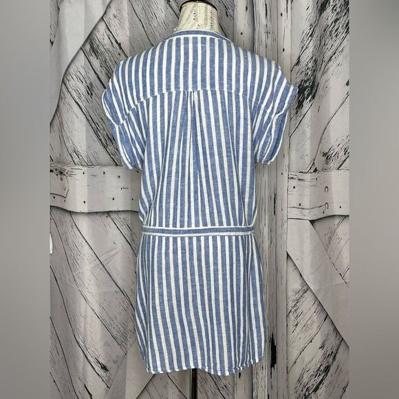 Rails Emma Mykonos Stripe Linen Blend Mini Dress Blue XS - Picture 2 of 8